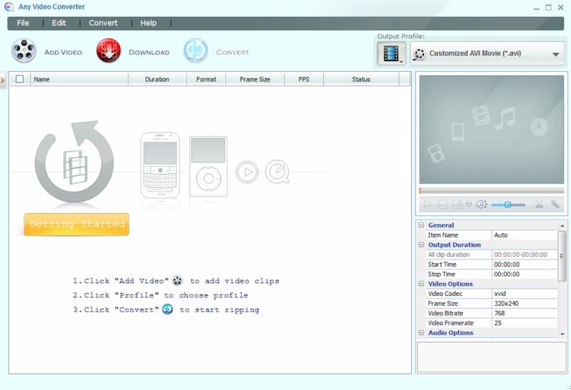 โปรแกรมดาวน์โหลด YouTube ฟรี Any Video Converter Free