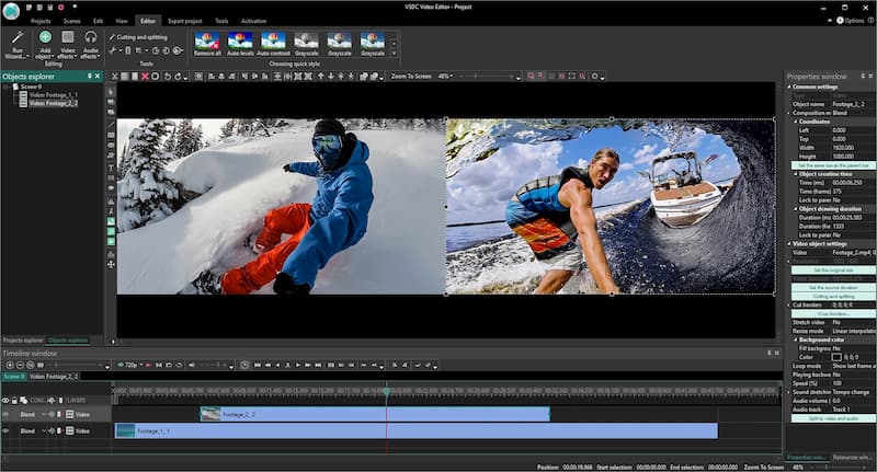 โปรแกรมตัดต่อวีดีโอฟรี VSDC Free Video Editor