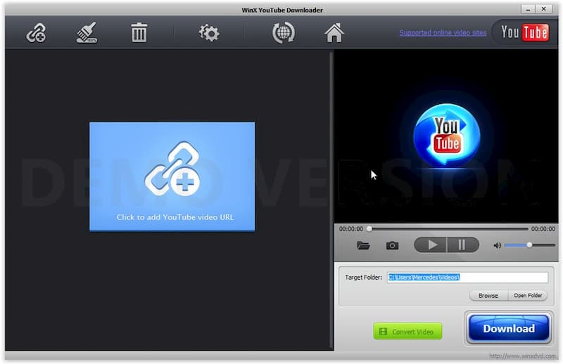 โปรแกรมดาวน์โหลด YouTube ฟรี WinX YouTube Downloader