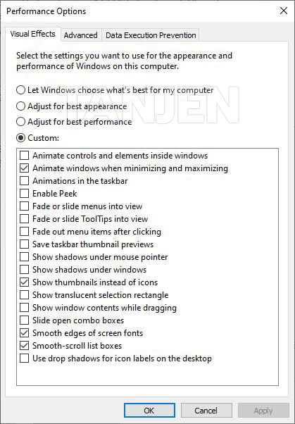 เพิ่มประสิทธิภาพ Windows 10 ด้วยการปรับแต่ง Visual Effects